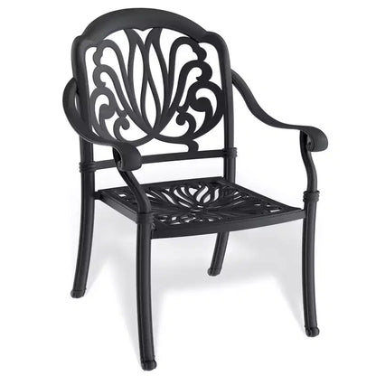 5-Piece Rectangular Cast Aluminum Patio Dining Set for Outdoor Backyard Garden Deck Poolside with Cushions