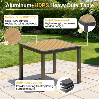 Heynemo 5-Piece Aluminum Patio Dining Set, 4 Outdoor Chairs with Square Patio Table for Deck, Garden