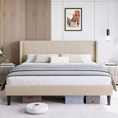 GustoWave Elegant Velvet Upholstered Bed Frame with Headboad and Wingback, Easy Assembly