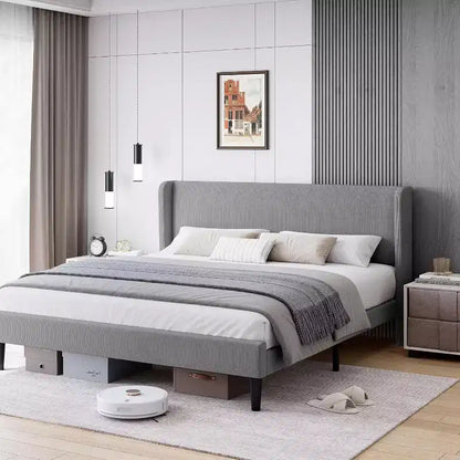 GustoWave Elegant Velvet Upholstered Bed Frame with Headboad and Wingback, Easy Assembly