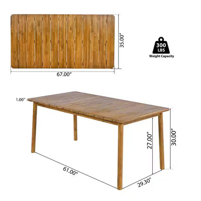 Christopher Knight Home Kesden 7 Piece Rustic Outdoor Acacia Wood Dining Set with Curved Backrest Chairs