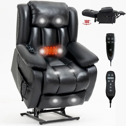 Dual Motor Infinite Position Up to 350 LBS Electric Medium size Genuine Leather Brown Power Lift Recliner Chair