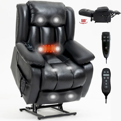 Dual Motor Infinite Position Up to 350 LBS Electric Medium size Genuine Leather Brown Power Lift Recliner Chair