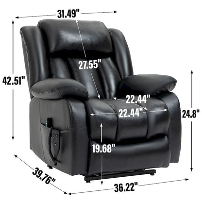 Dual Motor Infinite Position Up to 350 LBS Electric Medium size Genuine Leather Brown Power Lift Recliner Chair