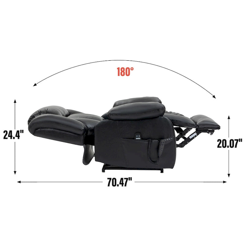 Dual Motor Infinite Position Up to 350 LBS Electric Medium size Genuine Leather Brown Power Lift Recliner Chair