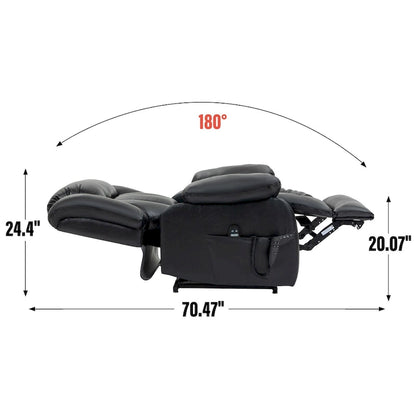 Dual Motor Infinite Position Up to 350 LBS Electric Medium size Genuine Leather Brown Power Lift Recliner Chair