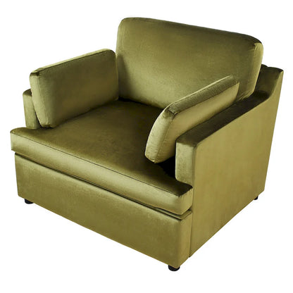 Green 37  Accent Chair with Plastic Legs and Decorative Pillows
