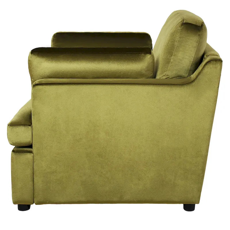 Green 37  Accent Chair with Plastic Legs and Decorative Pillows