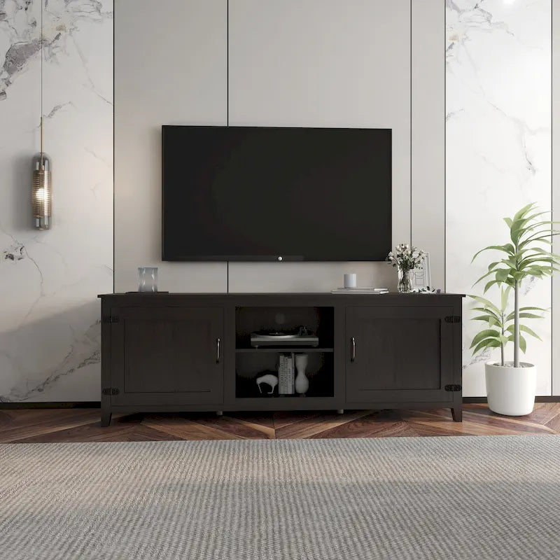 70.08  TV Stand with Doors and Open Storage Compartments for TVs Up to 60