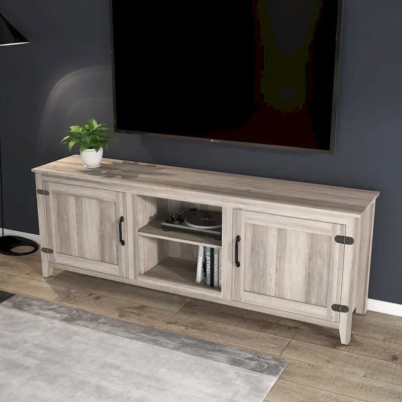 70.08  TV Stand with Doors and Open Storage Compartments for TVs Up to 60