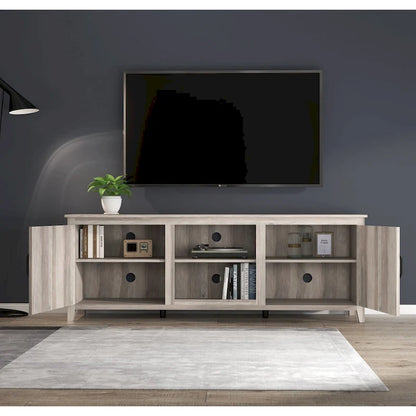 70.08  TV Stand with Doors and Open Storage Compartments for TVs Up to 60