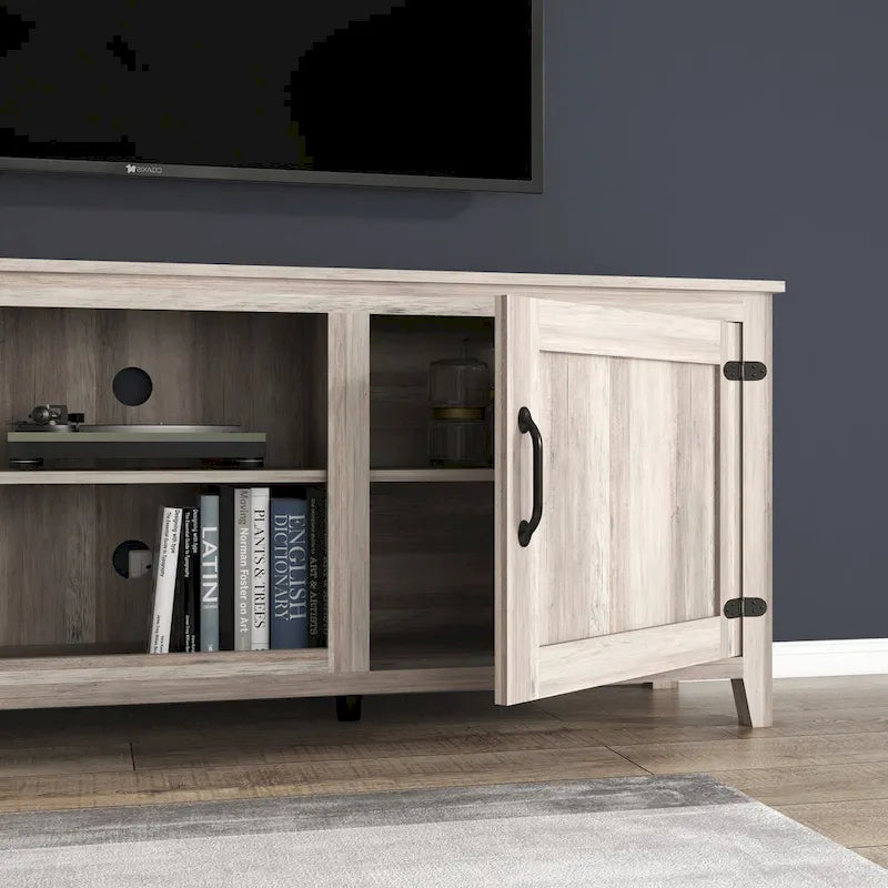 70.08  TV Stand with Doors and Open Storage Compartments for TVs Up to 60