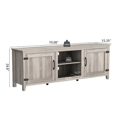 70.08  TV Stand with Doors and Open Storage Compartments for TVs Up to 60