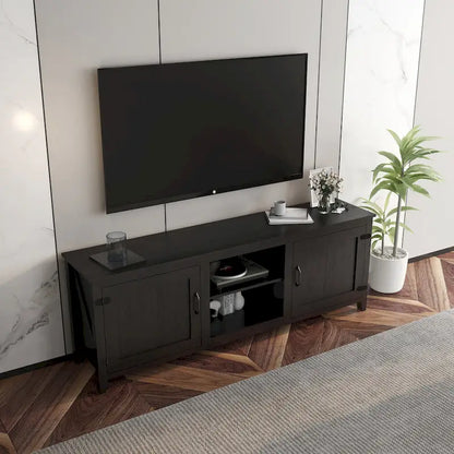 70.08  TV Stand with Doors and Open Storage Compartments for TVs Up to 60