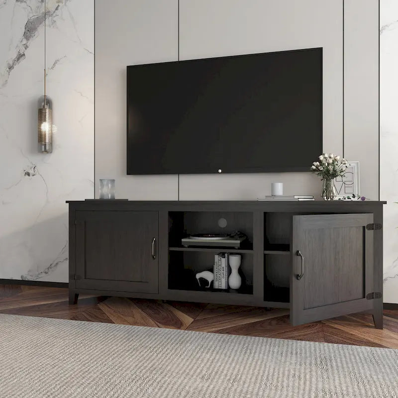 70.08  TV Stand with Doors and Open Storage Compartments for TVs Up to 60