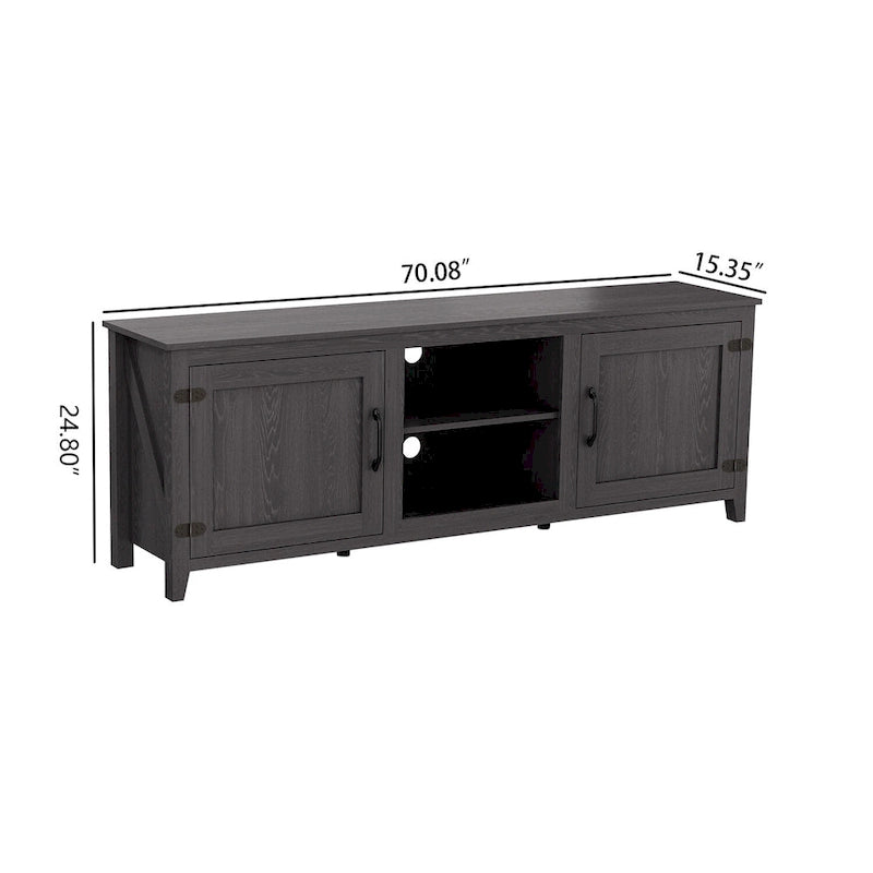 70.08  TV Stand with Doors and Open Storage Compartments for TVs Up to 60