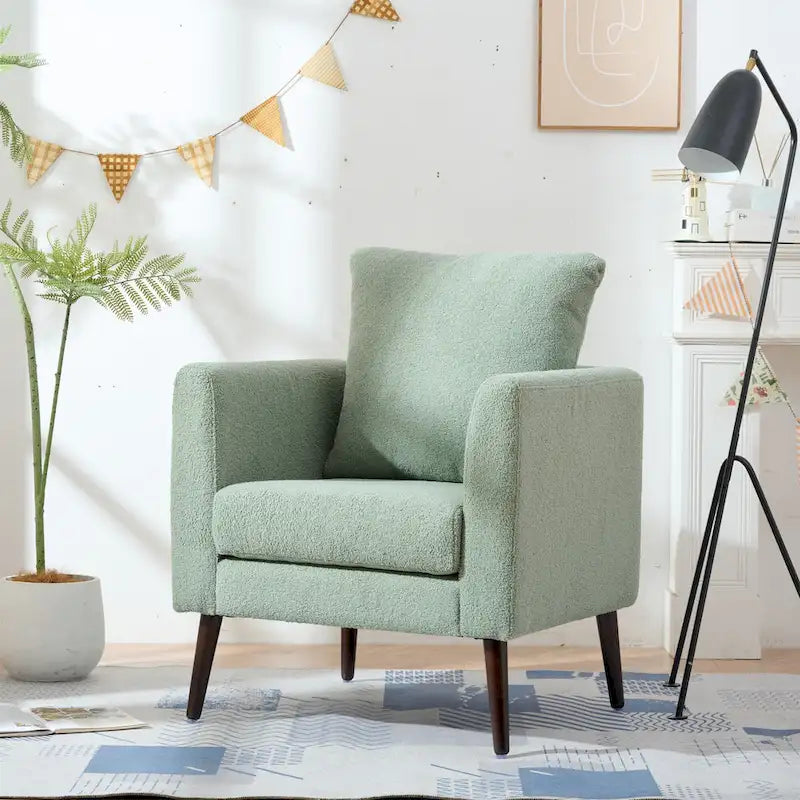 Green 26.77  Upholstered Arm Chair with Solid Wood Legs