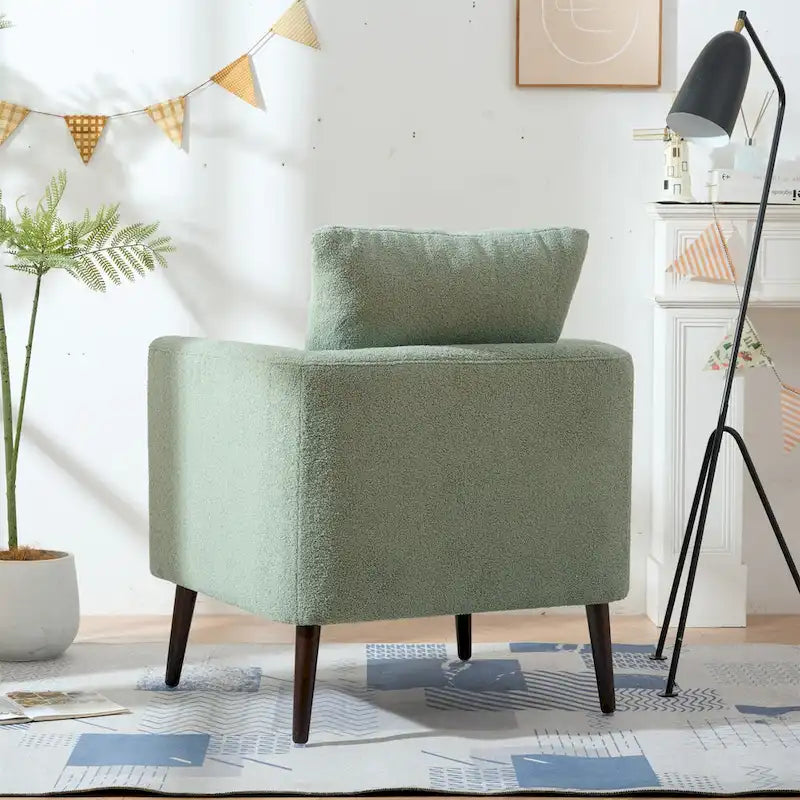 Green 26.77  Upholstered Arm Chair with Solid Wood Legs