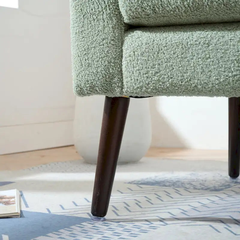 Green 26.77  Upholstered Arm Chair with Solid Wood Legs