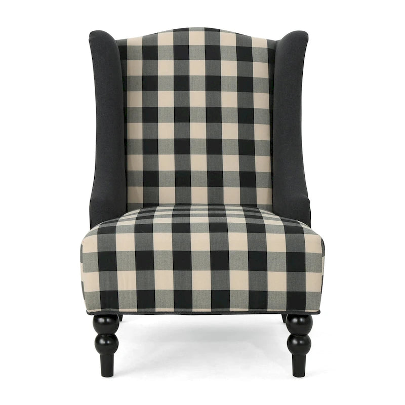 28  High-Back Upholstered Club Chair with Birch Legs