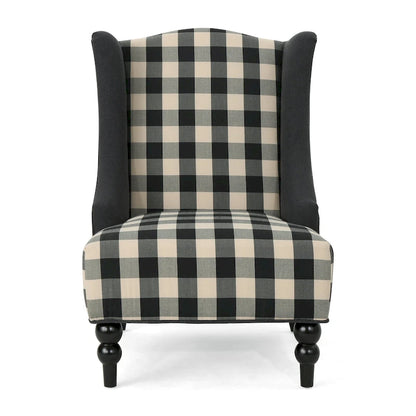 28  High-Back Upholstered Club Chair with Birch Legs
