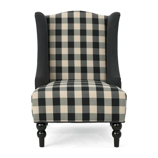 28  High-Back Upholstered Club Chair with Birch Legs