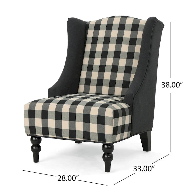 28  High-Back Upholstered Club Chair with Birch Legs