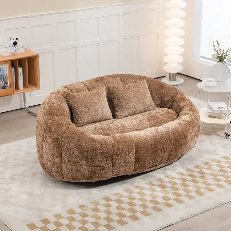 Coffee Modern 59  Chenille Loveseat Chaise Lounge Chair