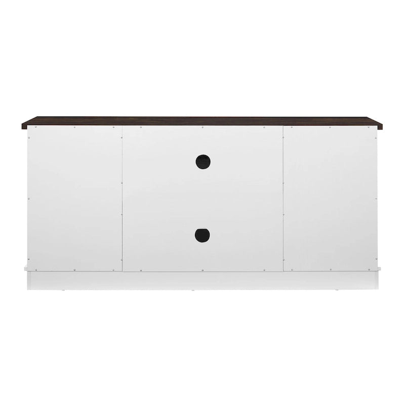 White 59.13  Fireplace TV Stand with Sliding Glass Doors and Storage Shelf for TVs Up to 65