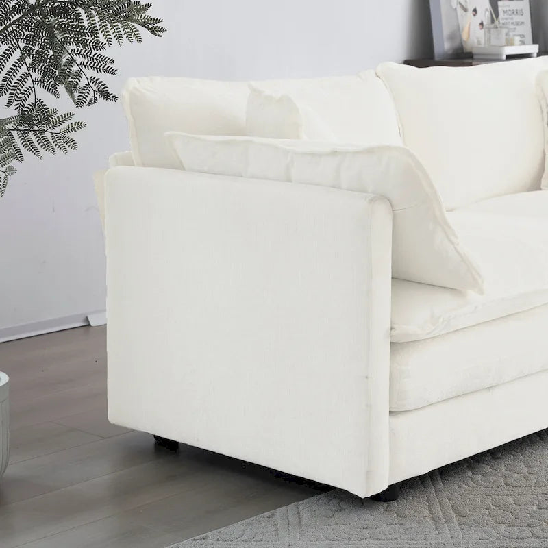 6-Seater U-Shape Sectional Sofa with 3 Ottomans and Pillows