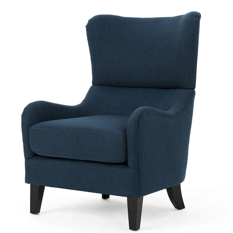 27  High Back Accent Chair with Wing Back and Birch Legs