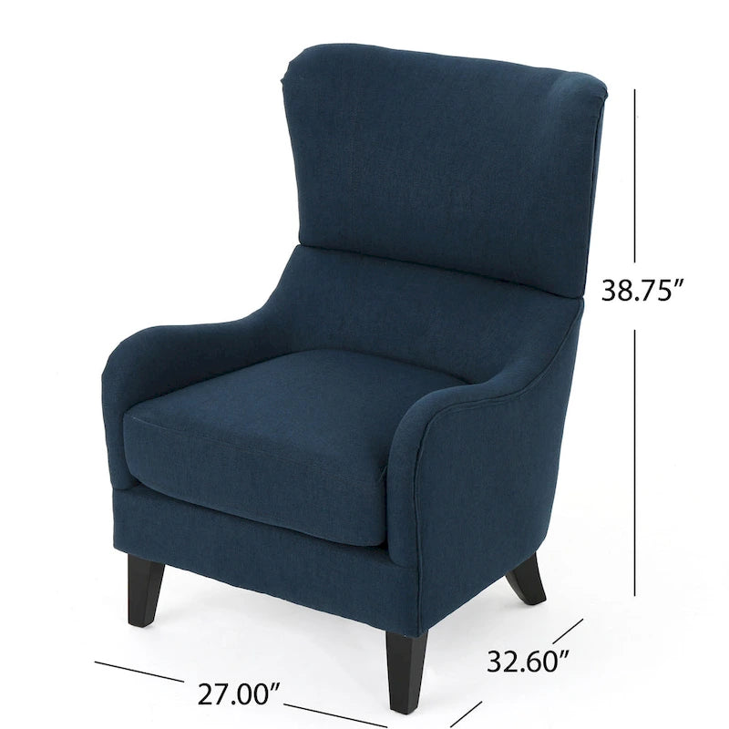 27  High Back Accent Chair with Wing Back and Birch Legs