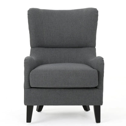 27  High Back Accent Chair with Wing Back and Birch Legs