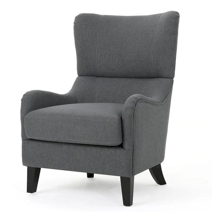 27  High Back Accent Chair with Wing Back and Birch Legs
