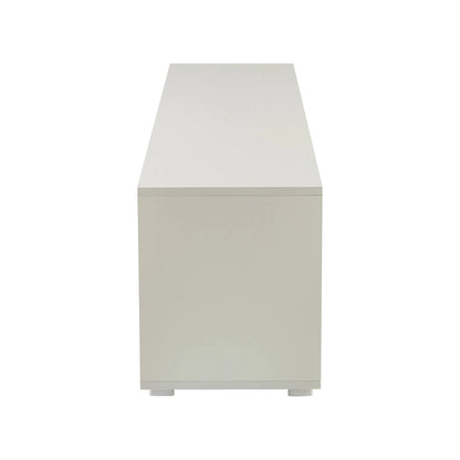 White 62.99  TV Stand with LED Lights, Cabinets, and Open Shelves for TVs Up to 65