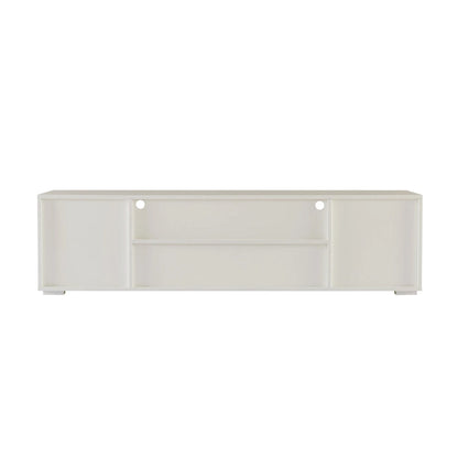 White 62.99  TV Stand with LED Lights, Cabinets, and Open Shelves for TVs Up to 65