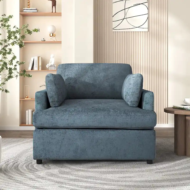 37  Accent Chair with Plastic Legs and Decorative Pillows