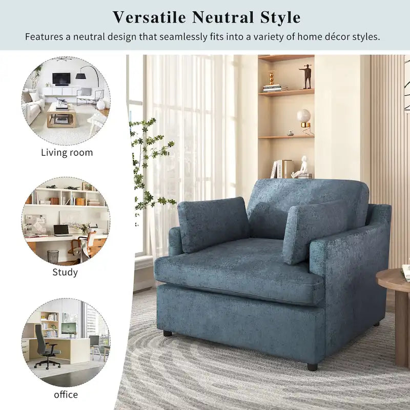 37  Accent Chair with Plastic Legs and Decorative Pillows