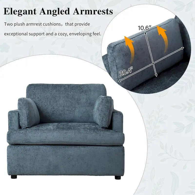 37  Accent Chair with Plastic Legs and Decorative Pillows