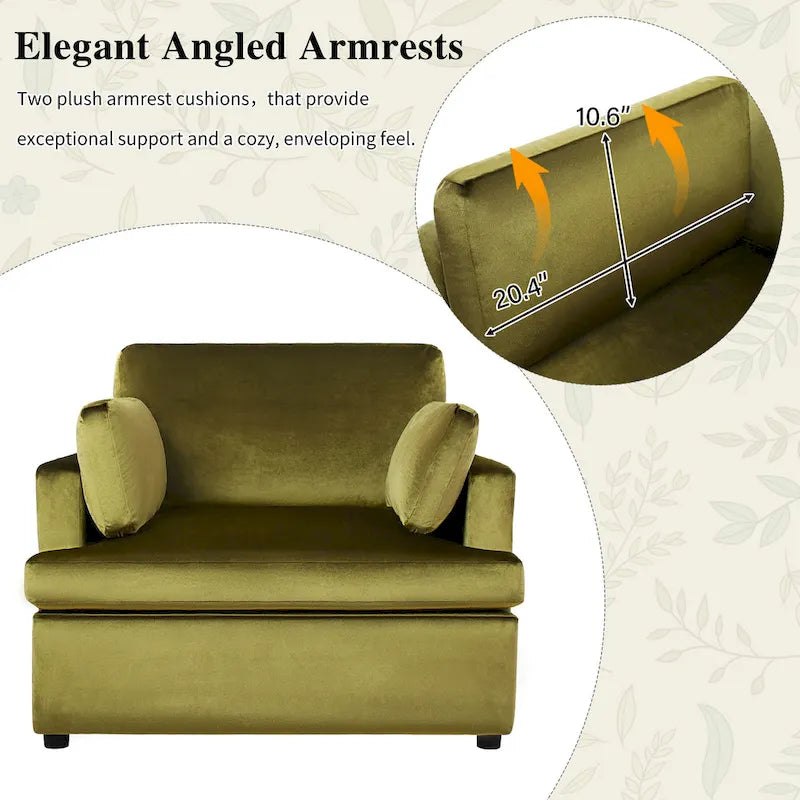 37  Accent Chair with Plastic Legs and Decorative Pillows