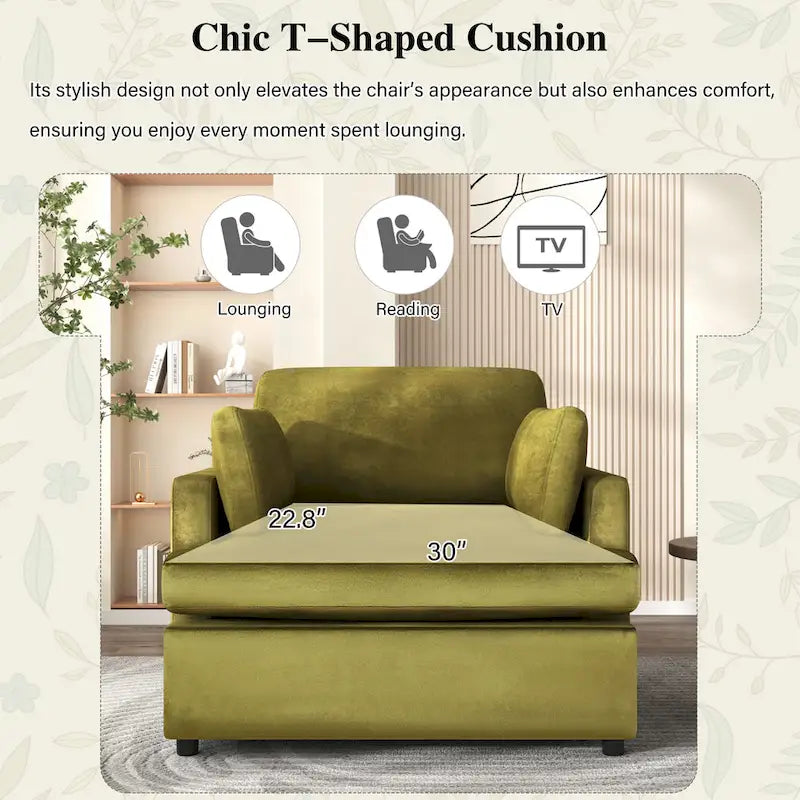 37  Accent Chair with Plastic Legs and Decorative Pillows