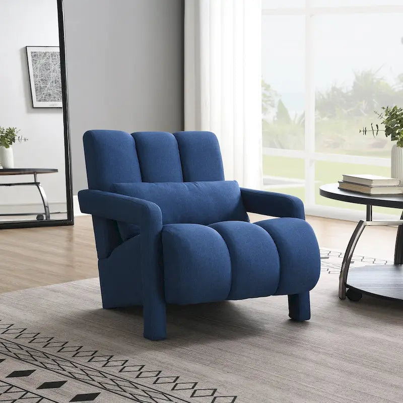 Navy Blue Modern 27.5  Accent Chair with Pillow