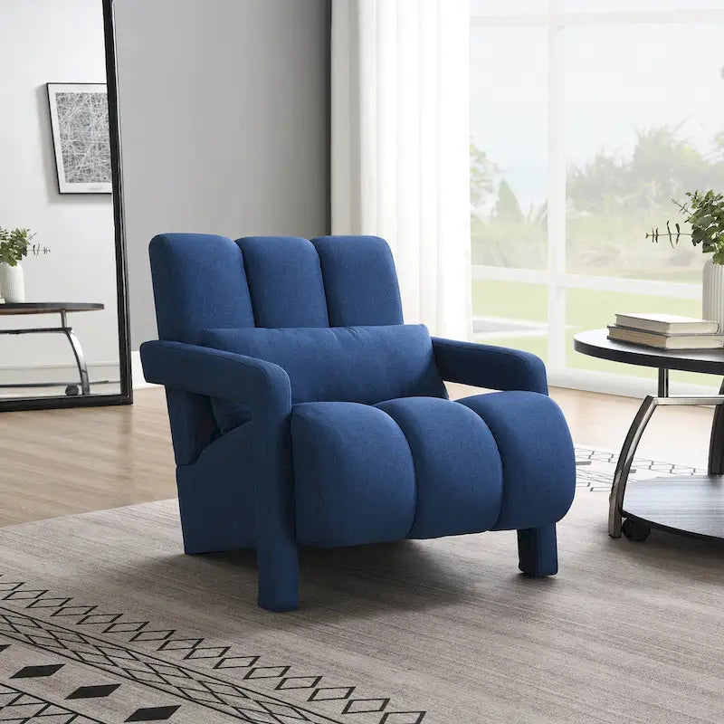 Navy Blue Modern 27.5  Accent Chair with Pillow
