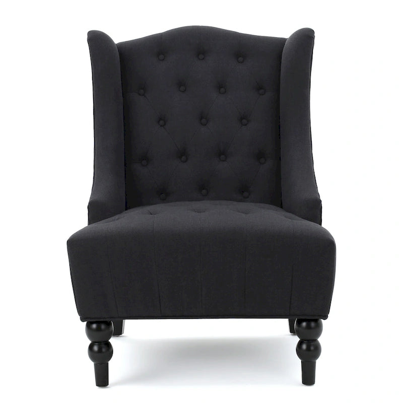 Charcoal 27.5  High Back Upholstered Button Tufted Club Chair