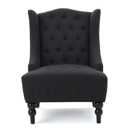 Charcoal 27.5  High Back Upholstered Button Tufted Club Chair