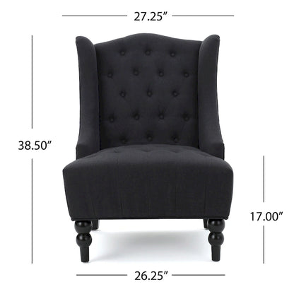 Charcoal 27.5  High Back Upholstered Button Tufted Club Chair