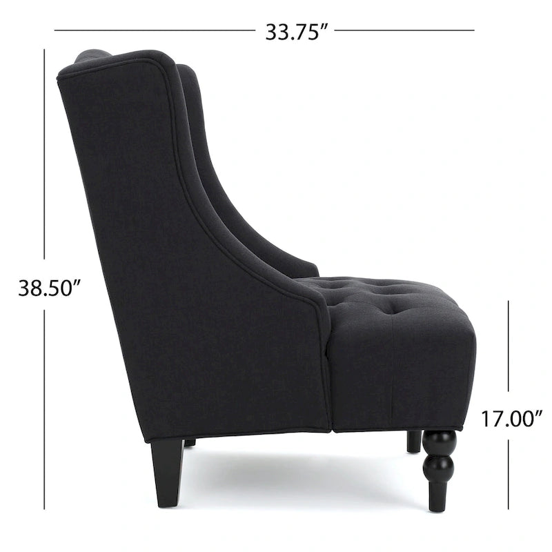 Charcoal 27.5  High Back Upholstered Button Tufted Club Chair