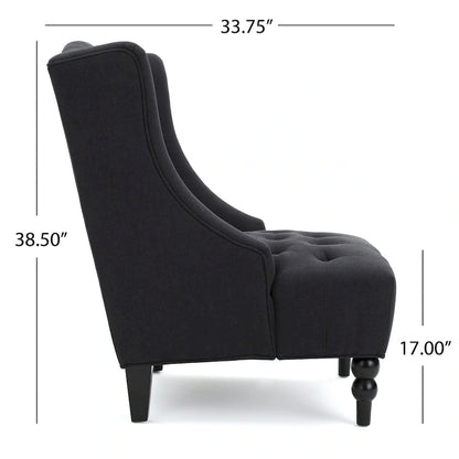Charcoal 27.5  High Back Upholstered Button Tufted Club Chair