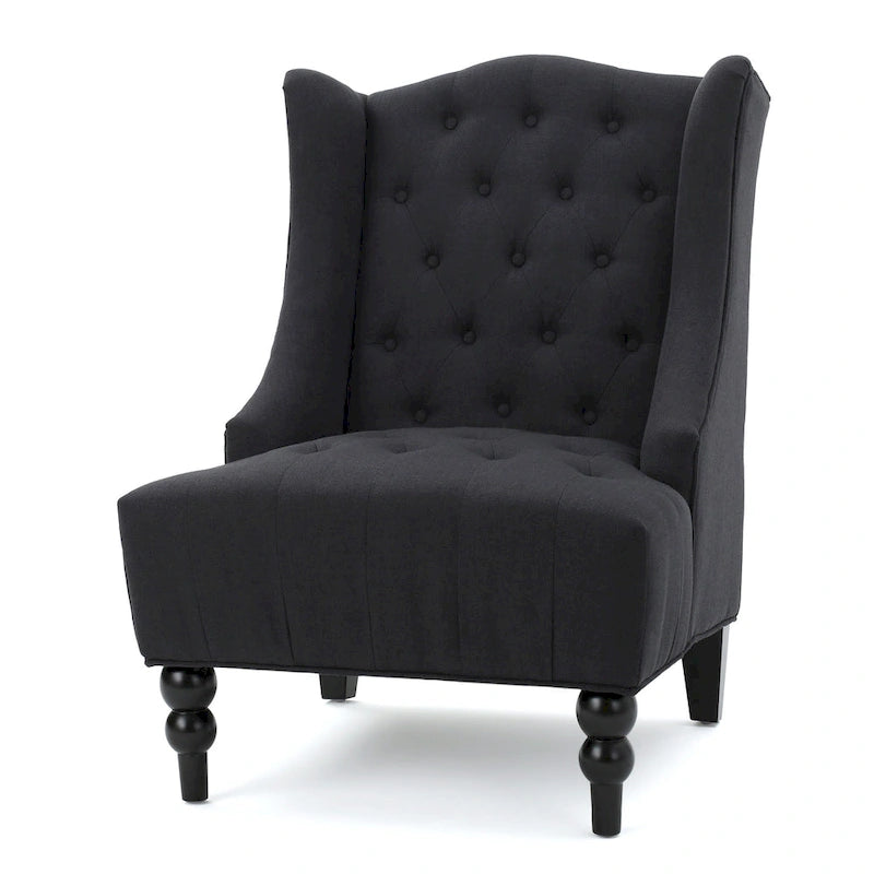 Charcoal 27.5  High Back Upholstered Button Tufted Club Chair