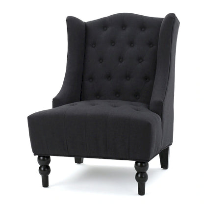 Charcoal 27.5  High Back Upholstered Button Tufted Club Chair